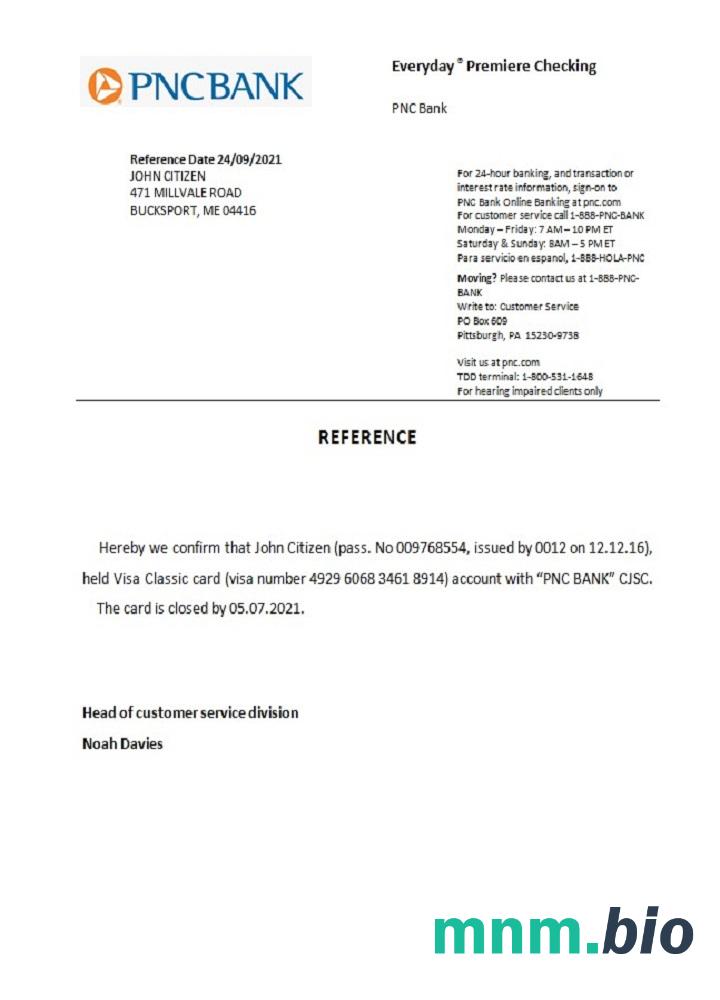 Przykład odniesienia zamknięcia USA PNC w formatach Word i PDF